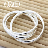 925 Sterling Silver Bracelet Bangles Women Three Lines Solid Bracelet Jewelry