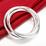 925 Silver Bracelet Bangles Women Solid High Quality Three Lines