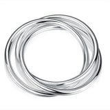 925 Silver Bracelet Bangle Women Smooth High Solid Bracelet Jewelry