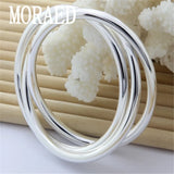925 Sterling Silver Bracelet Bangles Women Three Lines Solid Bracelet Jewelry