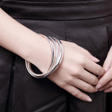 925 Silver Bracelet Women High Solid Bangle Jewelry