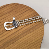 925 Silver Bracelet Beads Belt Geometric Punk Adjustable Gift
