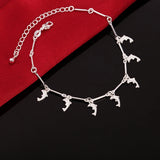 925 Silver Bracelet Bow Pendant Charm Beads Hand Jewelry