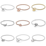 925 Silver Bracelet Butterfly Clasp Moments Heart T-Bar Pav? Snake Chain