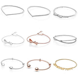 925 Silver Bracelet Butterfly Sparkling Wishbone Bow Snake Chain Basic Bracelet