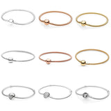925 Silver Bracelet Charms Love Heart Crystal Snake Chain Gift