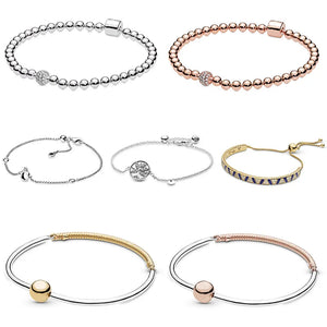 925 Silver Bracelet Charms Rose Pav? Crown Heart Family Tree Chain Bracelet