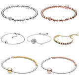 925 Silver Bracelet Charms Rose Pav? Crown Heart Family Tree Chain Bracelet