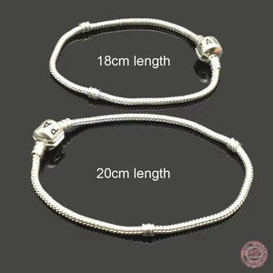 925 Silver Bracelet Classic Bucket Buckle Charm Beaded DIY Gift