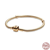 925 Silver Bracelet Classic Bucket Buckle Charm Beaded DIY Gift