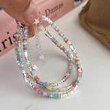 925 Silver Bracelet Colorful Beads Geometric Woman Girl Jewelry