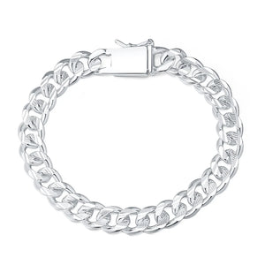 925 Silver Cuba Side Bracelet 10MM 8 Inch for Men
