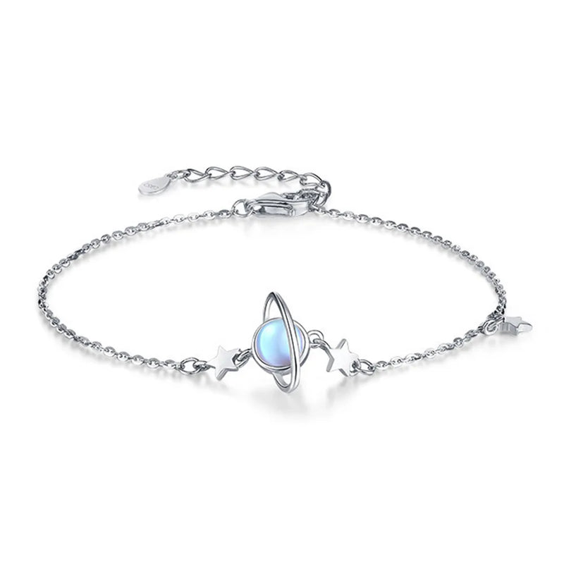925 Silver Moonstone Planet Bracelet Women Engagement Wedding Jewelry