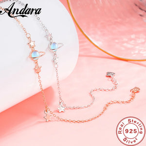 925 Silver Moonstone Planet Bracelet Women Engagement Wedding Jewelry