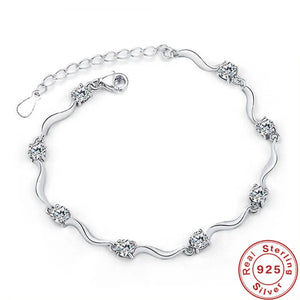 925 Sterling Silver Bracelet Purple Zircon Crystal Bracelet