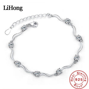 925 Silver Bracelet Purple Crystal Ladies Engagement Wedding Jewelry