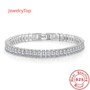 925 Silver Bracelet Zircon Crystal Fine Jewelry Women Engagement