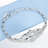 925 Silver Flower Chain Bracelet Wedding Party Ladies Gift