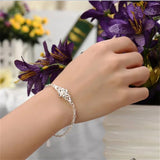 925 Silver Flower Chain Bracelet Wedding Party Ladies Gift