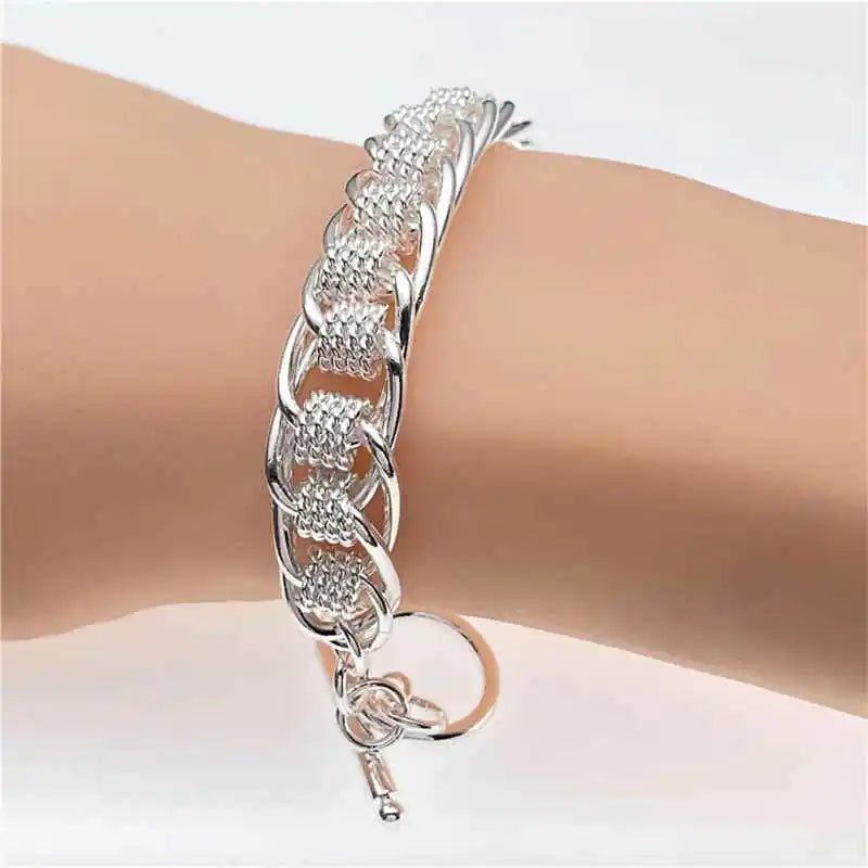 925 Silver Mesh Bracelet for Women Engagement Wedding