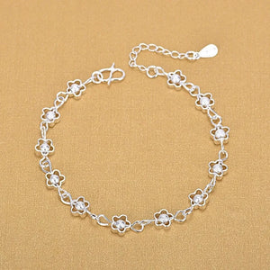 925 Sterling Silver Bracelet Small Flower Hollow Plum Silver Bracelet