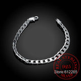 925 Silver 6MM Flat Chain Bracelet for Men 8 Inch