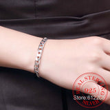 925 Silver 6MM Flat Chain Bracelet for Men 8 Inch