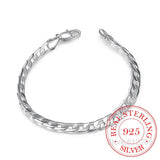 925 Silver 6MM Flat Chain Bracelet for Men 8 Inch