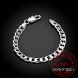 925 Silver Bracelet 8MM Flat Male Chain Bracelet 8 Inch
