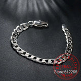 925 Silver Bracelet 8MM Flat Male Chain Bracelet 8 Inch