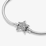 925 Silver Bracelet Women Charms Beads Heart Star Crystals Bangles
