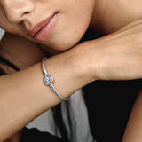 925 Silver Bracelet Women Charms Beads Heart Star Crystals Bangles