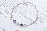 925 Silver Bracelet Women Amethyst Crystal Heart Bangle