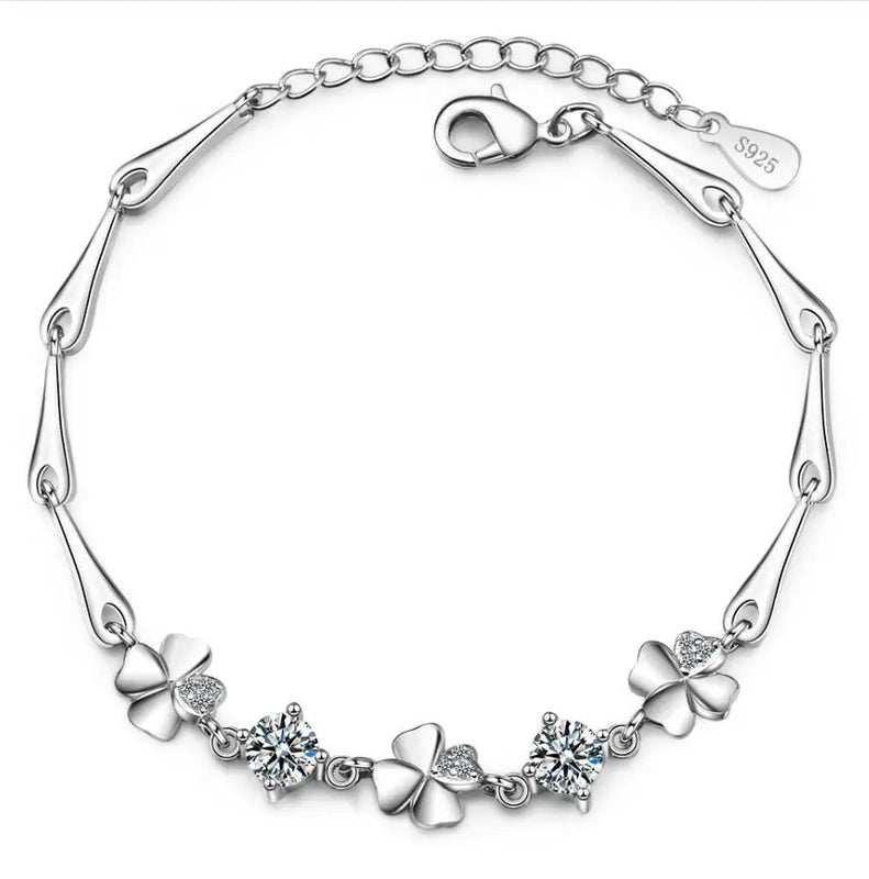 925 Silver Bracelet Four-leaf Clover Girl Student Gift