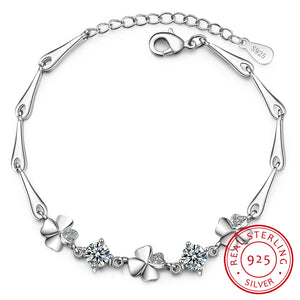 925 Silver Bracelet Four-leaf Clover Girl Student Gift
