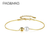 925 Sterling Silver Bracelet Fresh Water Pearl Thin Fashionable Bead Jewelry