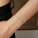 925 Sterling Silver Bracelet Fresh Water Pearl Thin Fashionable Bead Jewelry