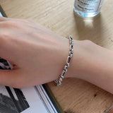 925 Silver Geometric Circle Bracelet Vintage Ellipse Fine Jewelry Gift