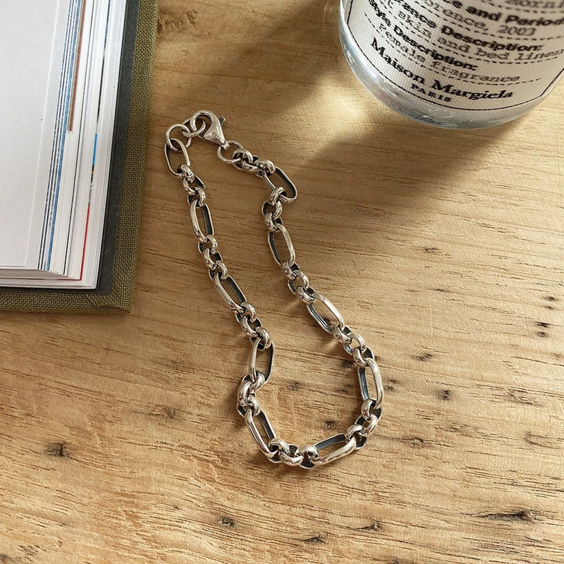 925 Silver Geometric Circle Bracelet Vintage Ellipse Fine Jewelry Gift