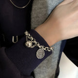 925 Silver Bracelet Good Luck Punk Heart Strawberry For Woman Girl