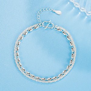 925 Silver Bracelet Double Rice Grain Women