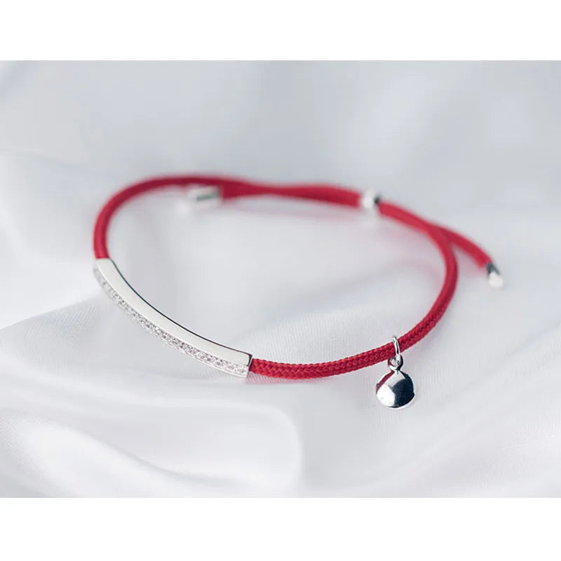 925 Silver Lucky Red Thread Rope Chain Bracelet for Women