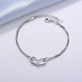 925 Silver Heart Box Bracelet Women Engagement Wedding Jewelry