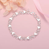 925 Silver Heart Charm Bracelet for Women