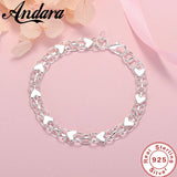 925 Silver Heart Charm Bracelet for Women