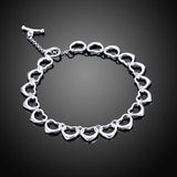 925 Silver Heart Charm Bracelet for Women Wedding