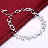 925 Silver Heart Charm Bracelet for Women Wedding