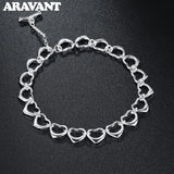 925 Silver Heart Charm Bracelet for Women Wedding