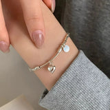 925 Silver Heart Geometric Square Bracelet Asymmetric Punk Style
