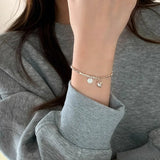 925 Silver Heart Geometric Square Bracelet Asymmetric Punk Style